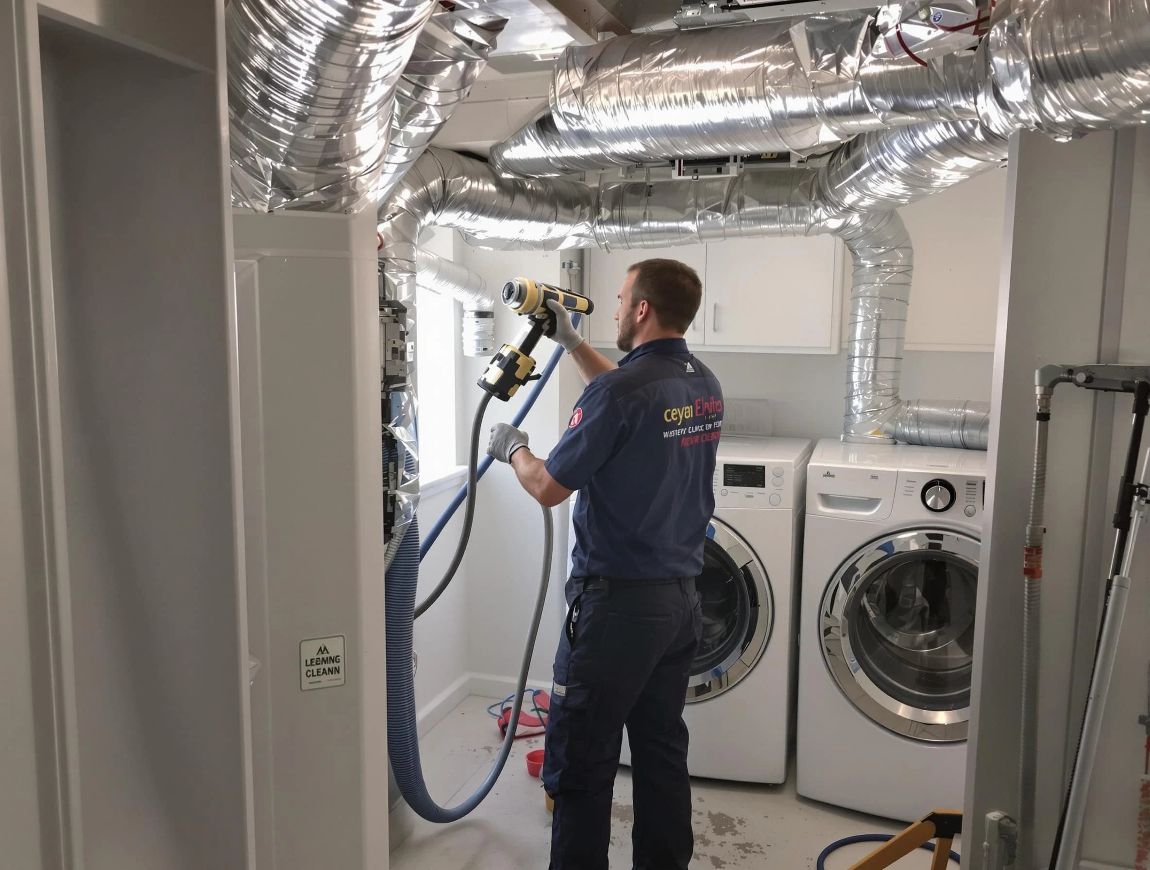 Brentwood Dryer Vent Cleaning specialist using advanced equipment for thorough duct cleaning in Brentwood